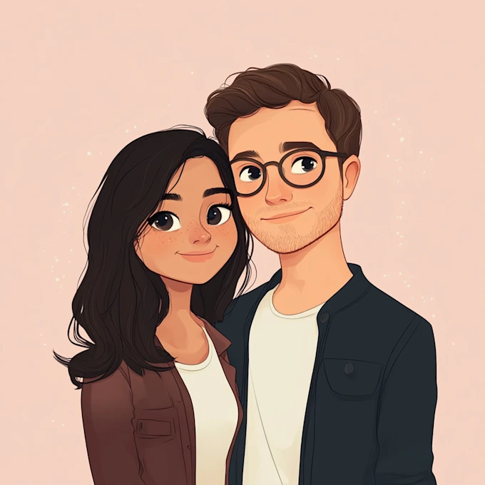 Illustrated Couple Portrait